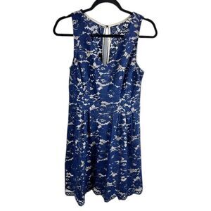Vince Camuto Blue Lace Sleeveless Fit & Flare Dress Size 4 Party Brunch Dancing